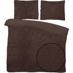 Husch Teddy Fleece Dekbedovertrek Chocolade Bruin - Lits-Jumeaux - 240x200/220 cm - Heerlijk Zachte Teddy