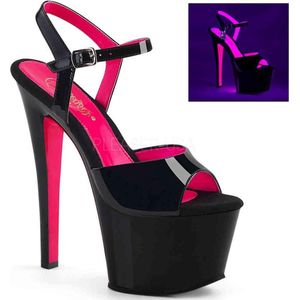 Pleaser - SKY-309TT Sandaal met enkelband, Paaldans schoenen - Paaldans schoenen - 36 Shoes - Zwart/Roze
