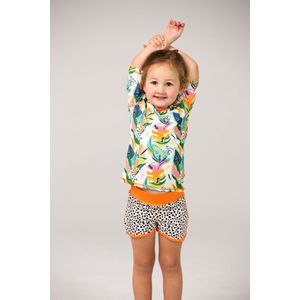 Ducksday - UV-Zwemshirt voor kinderen - UV-werend UPF50+ - Rashguard met Korte mouwen - unisex - Moana - Tropsiche print - maat 6 jaar