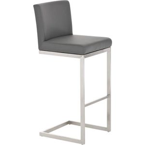 Barkruk trendy - Met rugleuning - Set van 1 - Ergonomisch - Barstoelen voor keuken of kantine - Grijs - Zithoogte 77cm