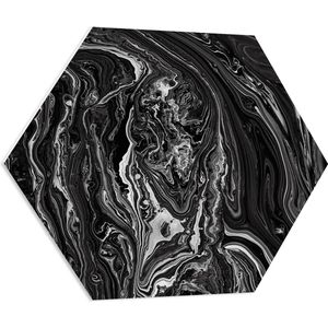 PVC Schuimplaat Hexagon - Print van Marmer van Zwart-Wit - 70x60.9 cm Foto op Hexagon (Met Ophangsysteem)