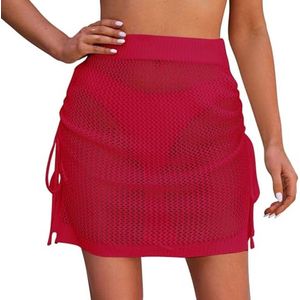 Gehaakte mini strandrok met trekkoord en franjes voor dames - Perfect voor het strand en zwembad