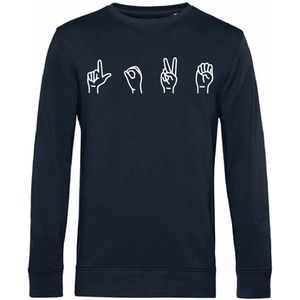 7431 - Sweater - Gebarentaal; Love-Blue Navy-XS