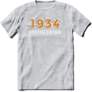 1934 Limited Edition T-Shirt | Goud - Zilver | Grappig Verjaardag en Feest Cadeau Shirt | Dames - Heren - Unisex | Tshirt Kleding Kado | - Licht Grijs - Gemaleerd - XL