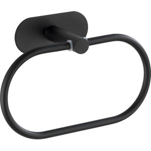 WENKO Turbo-Loc® Handdoekring Orea RVS zwart mat - Handdoekhouder - Bevestigen zonder boren