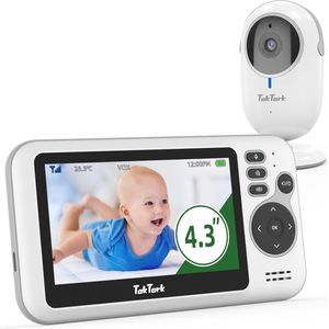 Draadloze Babybewakingscamera met 4,3 inch Scherm, Nachtzicht en Bidirectionele Communicatie