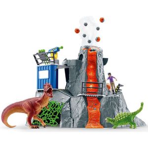 schleich DINOSAURS - De Grote Vulkaan Expeditie - Kinderspeelgoed - Dino Speelgoed - 2 Dinosaurussen en Uitbarstende Vulkaan - 60 Onderdelen