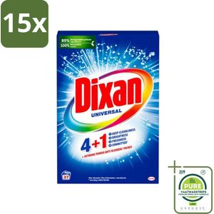15 x Dixan Universal - Waspoeder en Vlekverwijderaar - Extreme Power - Witte en Gekleurde Was - 37 Wasbeurten - Grootverpakking - Waspoeder - Vlekkenverwijderaar - Wasmiddel - Waspoeder Wit - Waspoeder Gekleurd