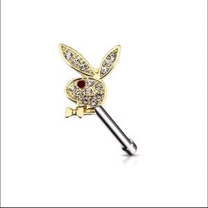 Neuspiercing playboy top goud met zwart oog
