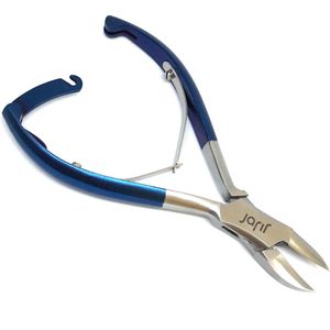 jarif - nagelknipper - nageltang - nagelschaar - gebogen bek - rvs - 14 cm - blauw