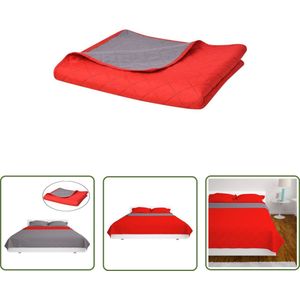 vidaXL Microfiber Bedsprei - Gequilt Bedsprei - Dubbelzijdige quilt bedsprei rood en grijs 170x210 cm - Dubbele Zijde Bedsprei - Warme Bedsprei - Rode Bedsprei