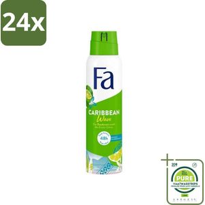 Fa - Caribbean Wave - Deodorant Spray - Lemon - 150 ml - Voordeelverpakking - 24 stuks - Deodorant spray - Fa Caribbean Wave