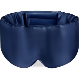 Famanu - 100% moerbeizijde slaapmasker oogmasker met verstelbare hoofdband voor mannen en vrouwen, groot slaapmasker en oogbindweefsel voor nachtslaap, reizen en dutje Eén maat marineblauw
