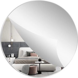 Plakspiegel rechthoek rond 40cm zelfklevende cirkel glazen spiegel HD grote wandspiegel 16 inch make-up spiegel zonder frame decoratieve wandspiegel voor badkamer slaapkamer woonkamer deur etc. Plakspiegel rechthoek