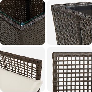 vidaXL - 3-Delige - Tuin - Bistro - Set - met - Kussens - Bruin - Poly - Rattan