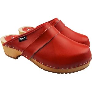 DINA zweedse klompen effen Rood