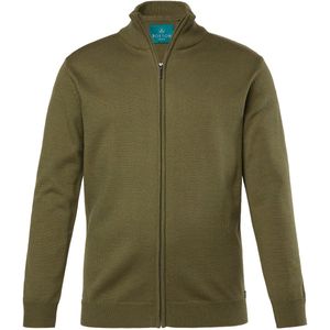 Boston Park - Heren - Boston Park gebreide jas lange mouwen opstaande kraag - Olijfgroen - Maat 52+