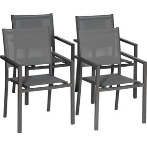 Set van 4 aluminium stoelen antraciet - grijs textilene