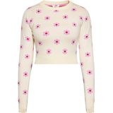 Mymo - Jumper - Room Paars Rood - Cropped Trui - Jacquard Bloemenpatroon