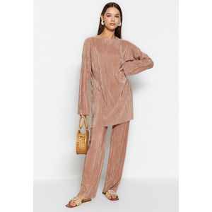 Trendyol Lichtbruine, Zelfgeplooide Geweven Top-Bottom-Set Tctss24Us00007
