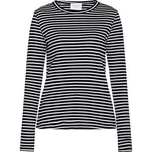 SISTERS POINT EIKE-LS.STR Dames Shirt- Black/Cream - Maat S