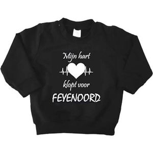 Mooie Baby Trui Sweater ""Mijn hart klopt voor FEYENOORD"" Rotterdam Zwart/wit Met Lange Mouwen Warm Maat 56 Unisex