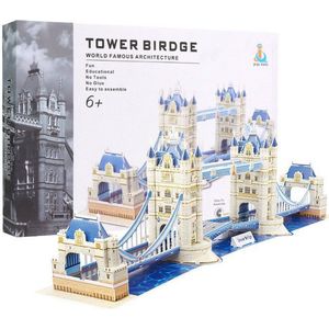 3D Puzzel Tower Bridge-Model om te Bouwen -Vanaf 8 Jaar en Ouder -120 stukjes - 3D Puzzel Wereld Gebouwen- 3D Puzzel Meerkleurig- sinterklaas cadeau