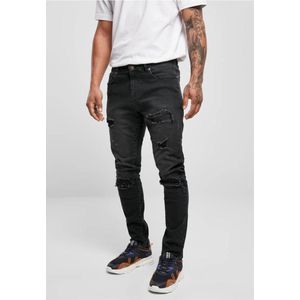 Urban Classics Heavy Destroyed Slim Fit Jeans Realblk Heavy Destroyed Washed-W28-L32