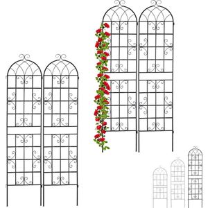 Relaxdays 4x klimplantenrek - zwart - metaal - plantensteun - plantenrek - 220 x 50 cm