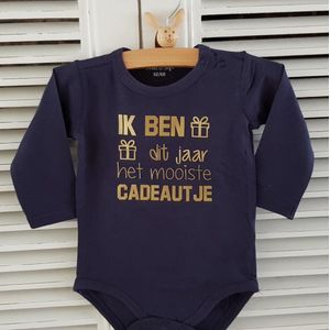 Baby Rompertje Ik ben dit jaar het mooiste cadeautje | Lange mouw | blauw | maat 86-92 |voor de eerste 1e verjaardag 1 een jaar jarig party Cakesmash outfit / first birthday  cadeau eerste Moederdag liefste mama Vaderdag papa