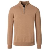 Casa Moda - Trui met Rits - Bruin - Mélange - Opstaande Kraag met Rits