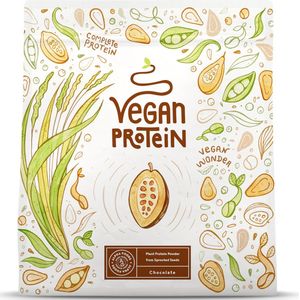 Alpha Foods Vegan Proteine poeder - Eiwitpoeder goed als maaltijdshake of ontbijtshake, Plantaardige Proteine Shake van zonnebloempitten, lijnzaad, amaranth, pompoenzaad, erwten en gekiemde rijst, 600g voor 20 shakes, met Chocolade smaak nieuw recept