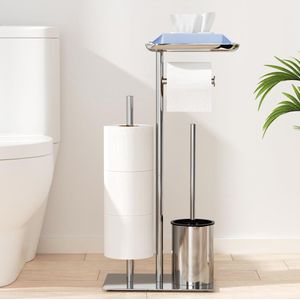 Unyqoos ® Stijlvolle Vrijstaande Toiletrolhouder Met Borstel En Opberglade Voor Extra Gemak