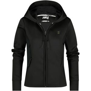 SuperRebel OLIVIA_ – Fleece vest dames – Zwart – Met capuchon – Stretch – Comfortabel & ademend