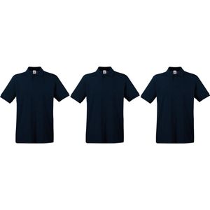 3-Pack maat M donkerblauw polo shirt premium van katoen voor heren - Polo t-shirts voor heren