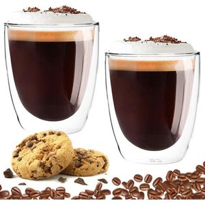 Luxe Dubbelwandige Koffieglazen - Latte Macchiato Glazen - Cappuccino Glazen - 300 ML - Set Van 2
