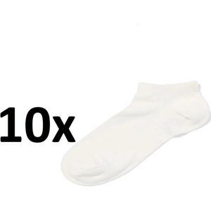 Witte enkelsokken – 10 paar – Sneaker sokken heren dames – Maat 36-41 – Lage sokken unisex – Sportsokken katoenmix – Korte sokken wit – Sokken set