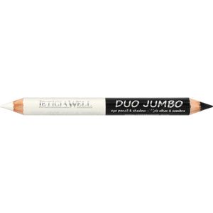 Leticia Well - Duo Jumbo Oogschaduw en Oogpotlood met puntenslijper - Wit/Zwart - Nummer 01 - 1 stuks