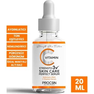 PROCSIN - Vitamine C 20(ml.) | Verhelderend & Toon Egaliserend Verzorgingsserum | Levendiger en egaler uiterlijk van de huid | Voor een stralender huidbeeld |