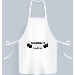 Akyol - bonusmoeder van de leukste kinderen Keukenschort - Moeder - de leukste bonusmama - moeder cadeautjes - moederdag - verjaardag - geschenk - kado - 82 bij 71 cm