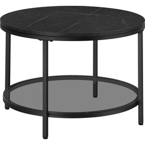 Rootz Salontafel - Woonkamertafel - Moderne tafel - Spaanplaat en gehard glas - Stalen frame - Verstelbare poten - 65 cm x 46 cm - 9,5 kg - 30 kg capaciteit