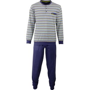 Paul Hopkins Heren Pyjama - Katoen - Strepen - Polo Sluiting - Blauw - Maat S