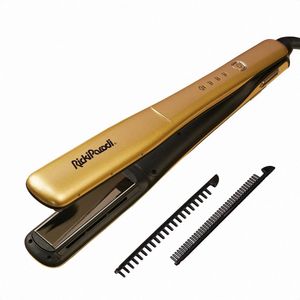 RickiParodi Golden Ultraslim Pro – Professionele Stijltang met Titanium Platen – 150-230°C – Voor Keratinebehandelingen – Goud