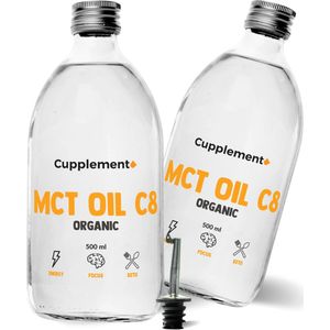 Cupplement - 2 Flessen MCT Olie C8 500 ML - Biologisch - Gratis Schenktuit - Geen Poeder, Capsules of C10 - MCT Oil - Keto Dieet & Fasting - Supplement - Superfood - Bulletproof