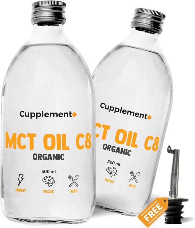 MCT Olie C8 - Glazen Fles - Palmolie Vrij - 100% Natuurlijke Ingrediënten