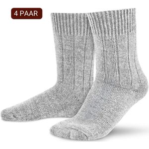 Sukats® Alpaca Sokken - Wollen Sokken - Warme Sokken - 4 Paar - Maat 39-42 - Grijs - Verwarmde Sokken - Wintersokken - De Moderne Geitenwollen Sokken Dames en Heren