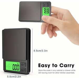 Weegschaal - Precisie Weegschaal - Weegschaal 0,01 tot 500 Gram - Digitale Weegschaal - Jewelry Scale - Mini Weegschaal - Kleine Weegschaal - Zakweegschaal - Pocket Scale - Weegschaal Op Batterijen - Zwart - Black -