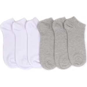 Grijs/wit enkelsokken - Heren sokken - 6 paar - Enkelsokken - Heren Maat 40-45