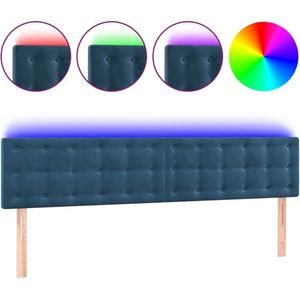 vidaXL Hoofdbord LED 160x5x78/88 cm Fluweel Donkerblauw