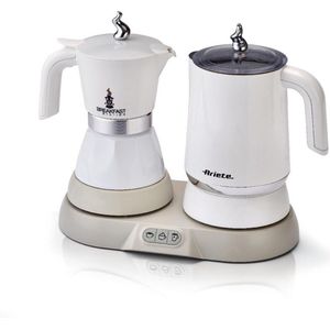 Ariete Percolator en Melkopschuimer - Italiaans koffiezetapparaat & Melkopschuimer - 20cl - 500W - Wit